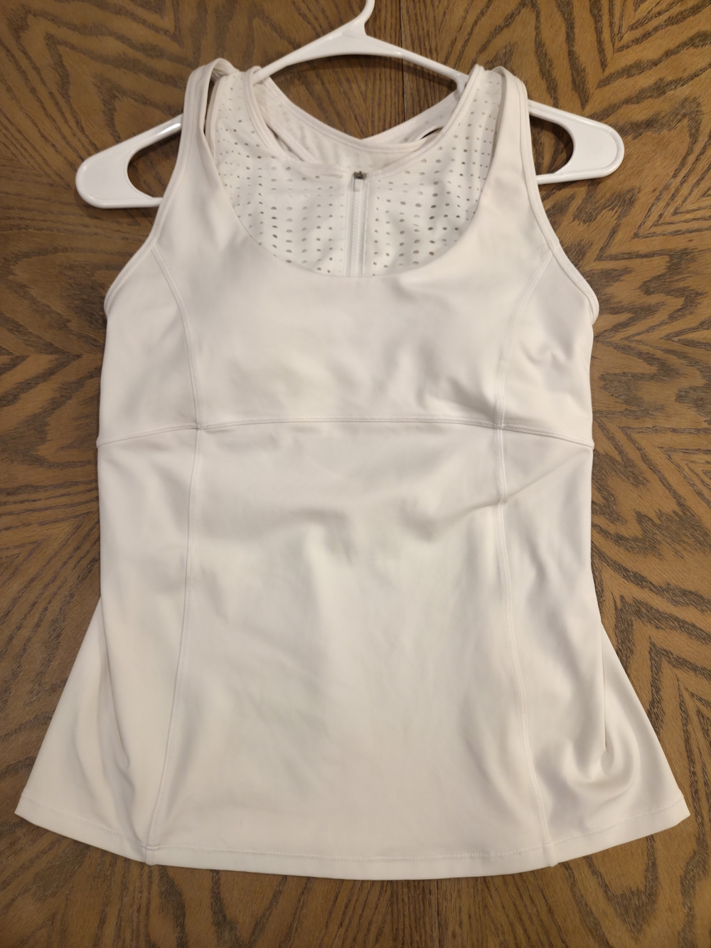 Athleta Tank A Game Support Top White Size S Built-in Bra Zipper Mesh